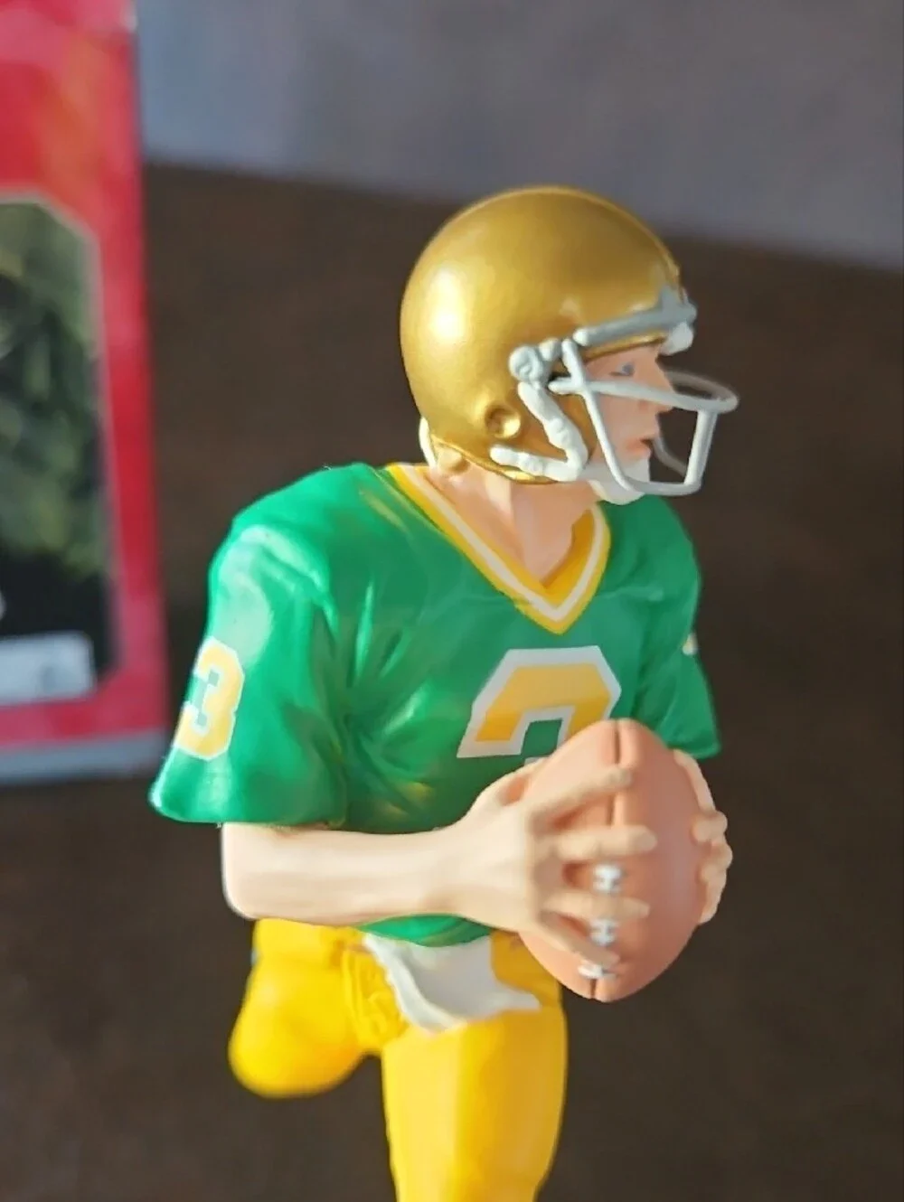 Hallmark Keepsake Joe Montana Ornament - Green & Gold NOTRE DAME Uniform